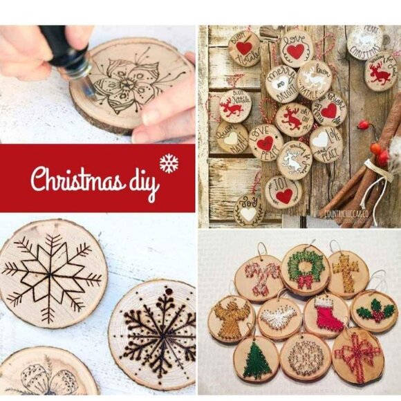 Natural Wood Slices 30Pcs 3.1''-3.5'' - Picture 2 of 10